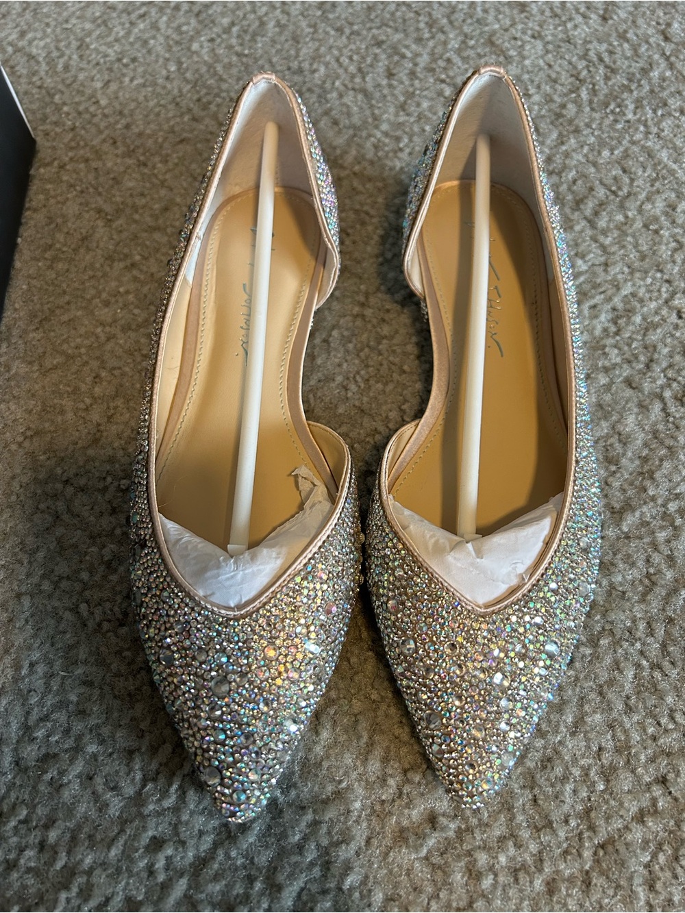 Betsey Johnson Iridescent Crystal Embellished Pointed Flat - Multicolor (Size 8) - Picture 3 of 7